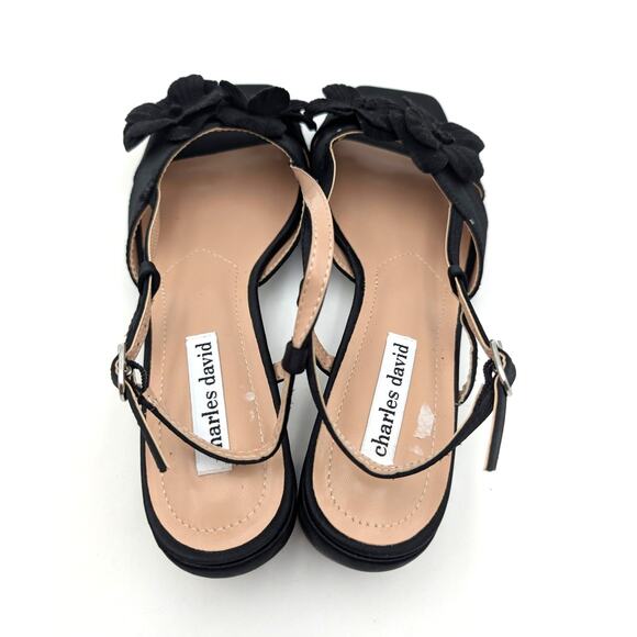 Charles David Dean Slingback Sandal Floral Top Women's Black Size US9M EU39.5 - Picture 12 of 13